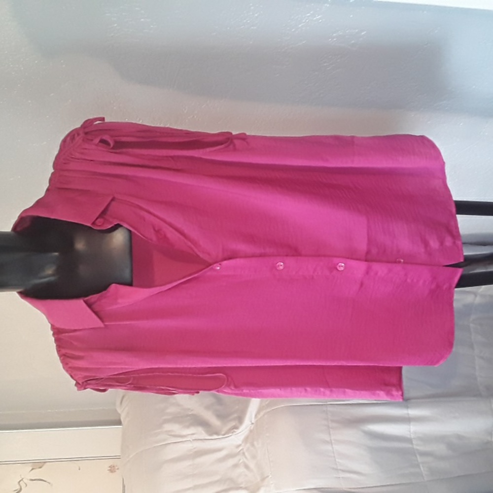 alex & lili polyester summer blouse with gathered shoulder straps size extra lar
